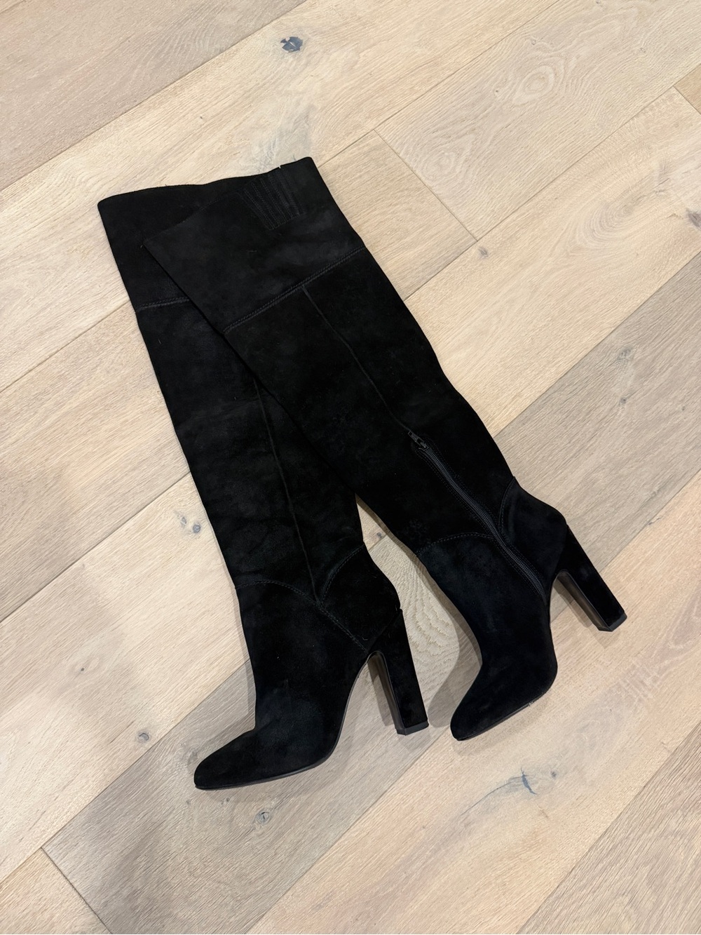 Aldo Maroco Black Suede Above the Knee-High Heeled Boots - Women